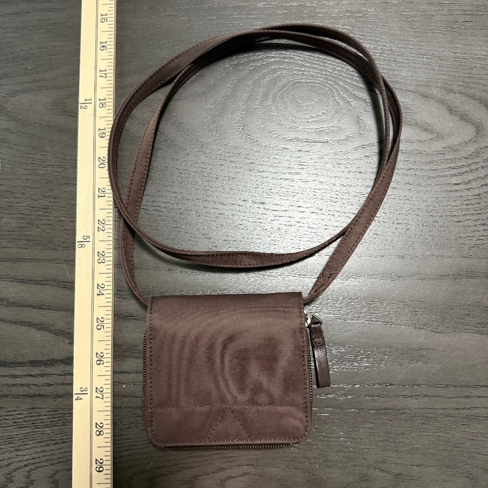 Eddie Bauer Brown Small Crossbody Wallet Detachable Strap Nylon Travel Hiking